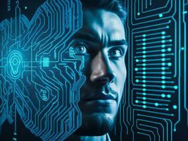 Biometrics identification and cyber security concept technology background ai generate photo