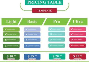 vector Style Price Table