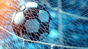 Soccer Ball in Goal Net photo