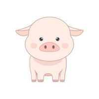 cute kawaii pig on white isolated background vector