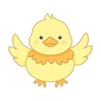cute kawaii chicken duck on white isolated vector
