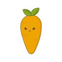 cute kawaii carrot on white isolated background vegan vector
