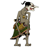 vector ilustración, modificación de Wayang kulit purwa, personaje de petruk, generativo ai png