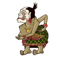 vector ilustración, modificación de Wayang kulit purwa, personaje de bagong, generativo ai png