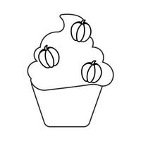 cupcake sweet halloween pumpkin line doodle icon vector