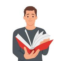 Young businessman reading a book vector. vector