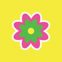 funny groovy playful flower in Y2K style. Hippie trendy flower card vector