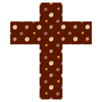 Easter cross with chickens, eggs and flowers png