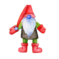 Natale gnomo. gnomo Santa claus. acquerello illustrazione png