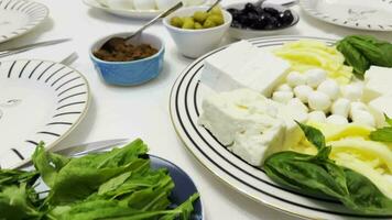 Traditional Turkish Breakfast Set of Tastes of Dishes Video