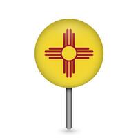 Map pointer with flag of New Mexico. Vector illustration.