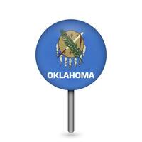 Map pointer with flag of Oklahoma. Vector illustration.