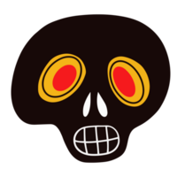 Funny black skull with red eyes png