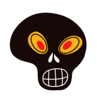 Funny black skull with red eyes png