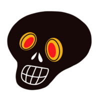 Funny black skull with red eyes png