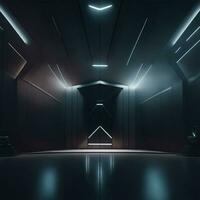 futuristic exhibition hall design in the dark illustration photo