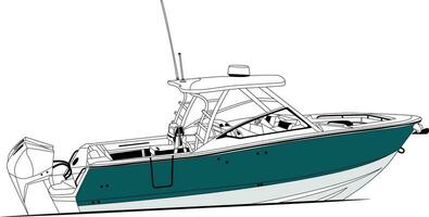 Boat vector, fishing boat vector ,Motorboat vector line art illustration.