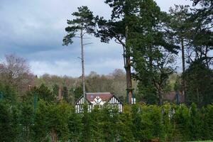 Beautiful Low Angle View of Wardown Museum Public Park of Luton City, England UK. Captured on April 16th, 2023 photo