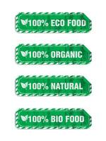 100 Eco food, organic, natural, bio food green grunge stickers set vector