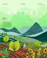 Nature and landscape, contemporary artistic poster. vector