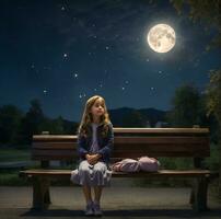 night view of cute girl photo