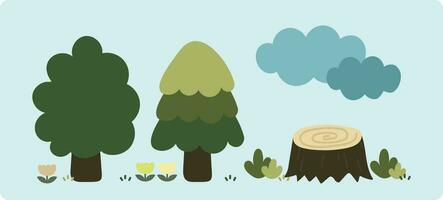 flat design vector cute colorful tree collection element design