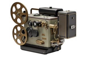 Vintage movie projector isolated on white background, created with generative AI png