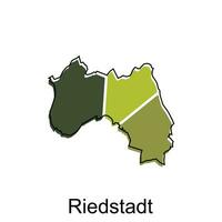 Map of Riedstadt modern with outline style vector design, World Map International vector template