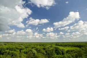 White clouds flying in summer sky photo