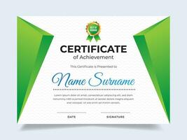 Green gradient certificate template with badge. Suitable for achievement, rewards diploma and employee vector