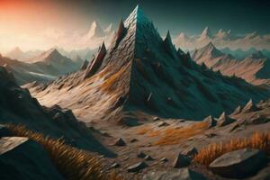 Mountain landscape illustration, generetive AI photo