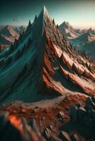 Mountain landscape illustration, generetive AI photo