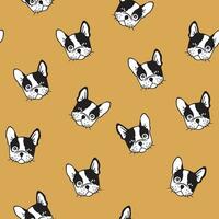 Vector pattern illustration of randomly scattered bulldogs face. Art in stripped style. Design for wallpapers, prints on fabrics, etc.