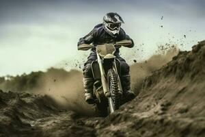 Motocross crossing dirt. Generate Ai photo