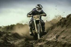 Motocross crossing dirt. Generate Ai photo