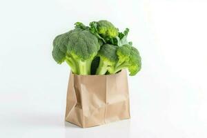 Fresh broccoli bag studio. Generate Ai photo