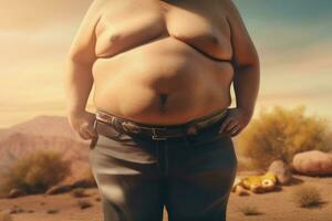 Abdominal fat obesity. Generate Ai photo
