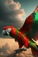 beautiful parrot animal created with generative Ai technology photo