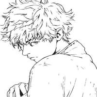 shounen anime coloring page vector