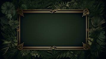 a fancy frame with green leaves and vines photo