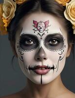 Pretty woman with make up day of the dead photo