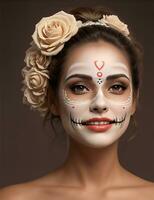 Pretty woman with make up day of the dead photo