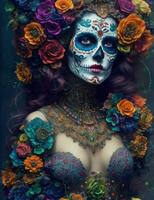 Pretty woman with make up day of the dead photo