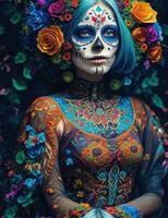 Pretty woman with make up day of the dead photo