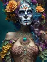 Pretty woman with make up day of the dead photo
