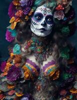 Pretty woman with make up day of the dead photo