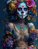 Pretty woman with make up day of the dead photo