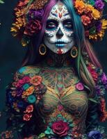 Pretty woman with make up day of the dead photo