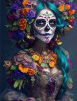 Pretty woman with make up day of the dead photo