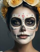 Pretty woman with make up day of the dead photo